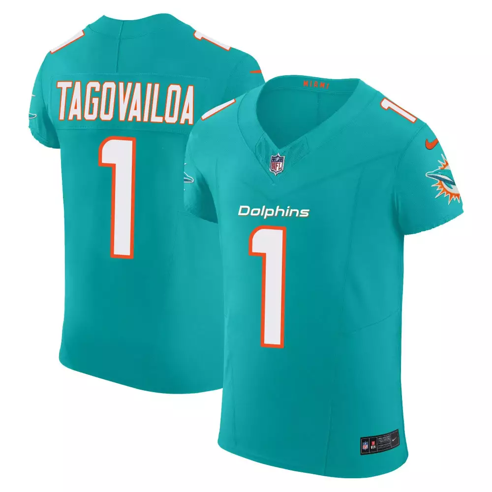 Tua Tagovailoa Aqua Men's Throwback Jersey | Miami Dolphins 50th Perfect Season Patch | Stitched Fan Gear | For Men, Women & Youth