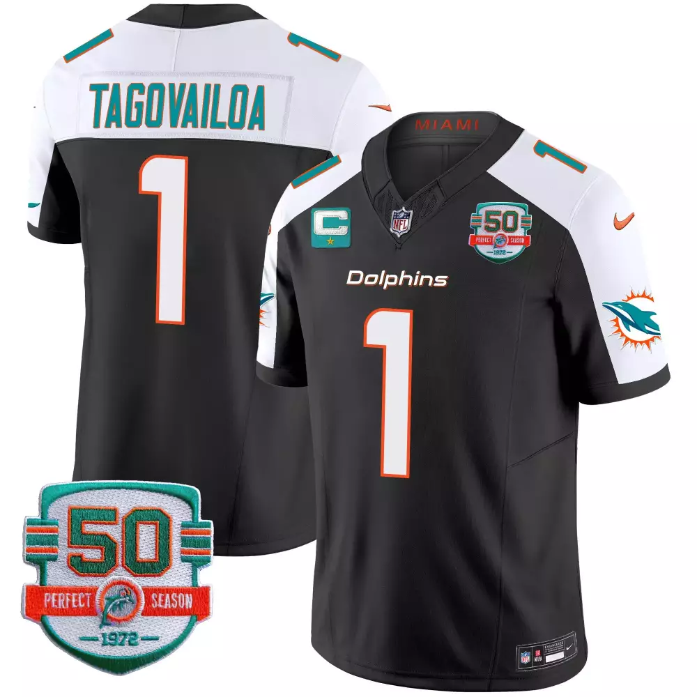 Tagovailoa Miami Dolphins Black Alternate Jersey | Vapor Stitched | 2024 Pro Bowl Patch | For Men, Women & Youth
