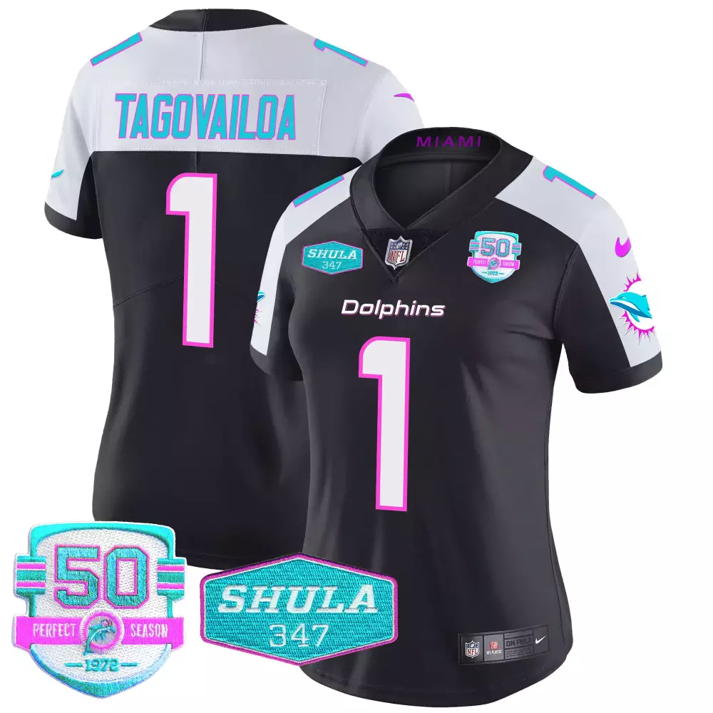 Tua Tagovailoa Miami Dolphins Black Alternate Women's Vapor Limited Jersey | Miami Vice Stitched Fan Gear for Women & Youth