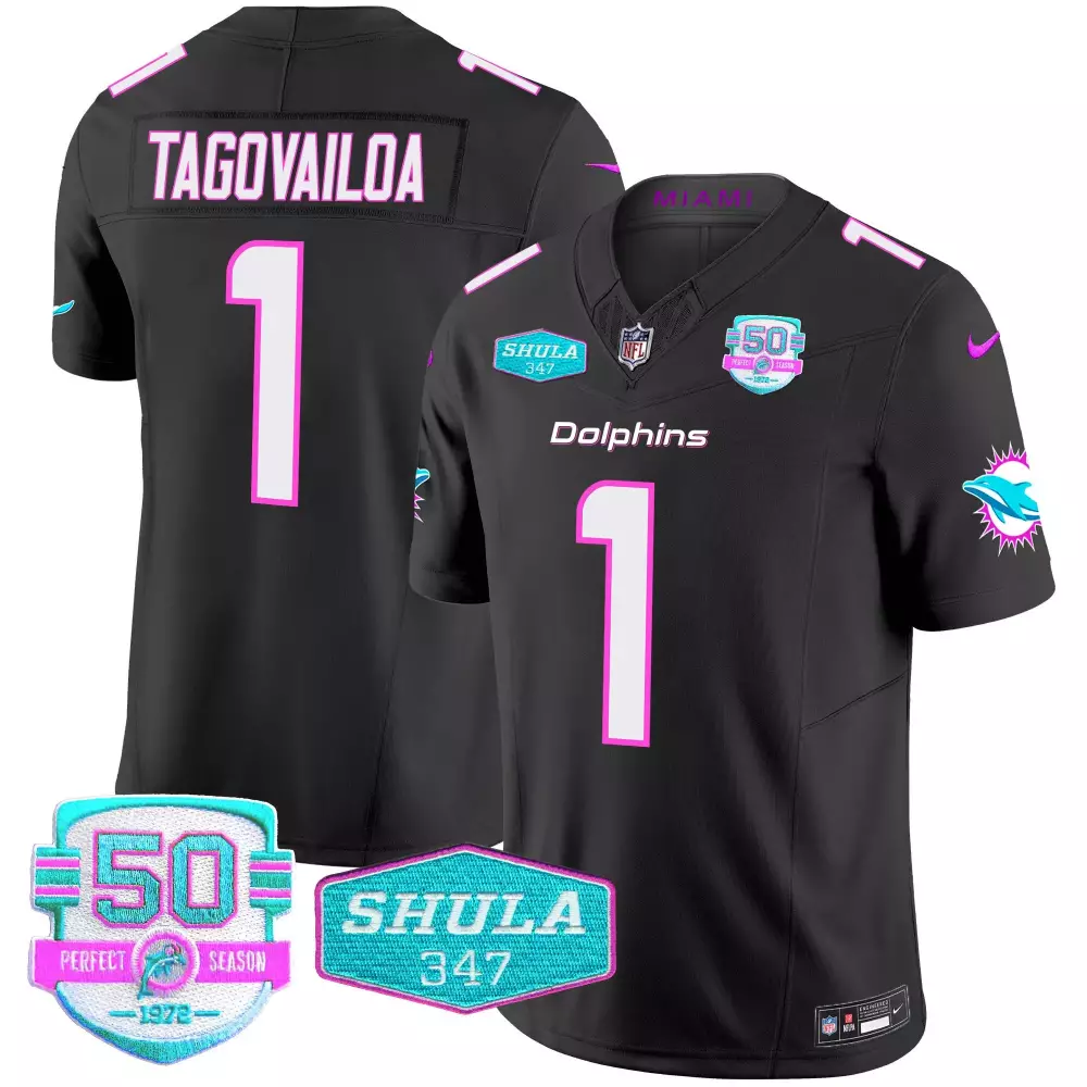 Tua Tagovailoa Black Men's Miami Dolphins Miami Vice Vapor Limited Jersey V2 | All Stitched | Perfect Gift Idea for Fans | For Men, Women & Youth