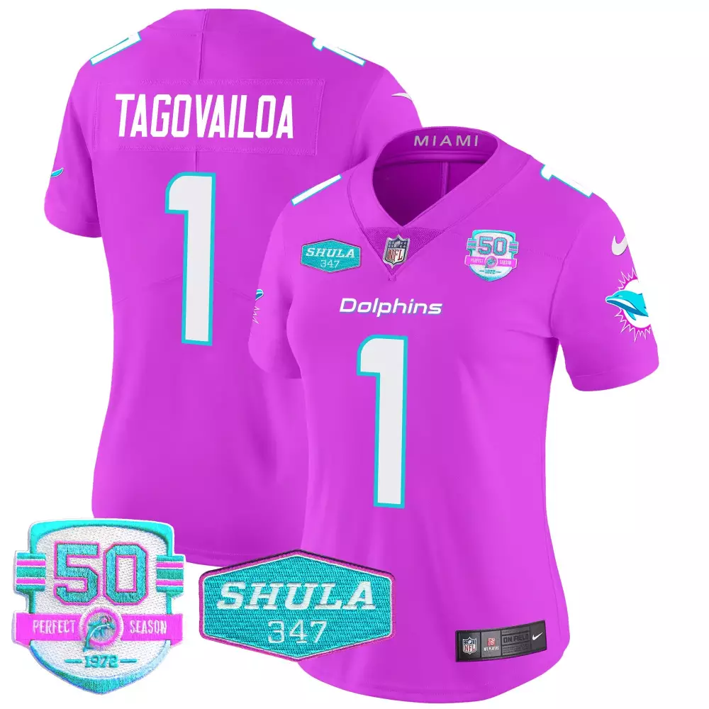 Tua Tagovailoa Miami Dolphins Miami Vice Vapor Limited Jersey | Pink Women's Style | Stitched Fan Gear for Men, Women & Youth