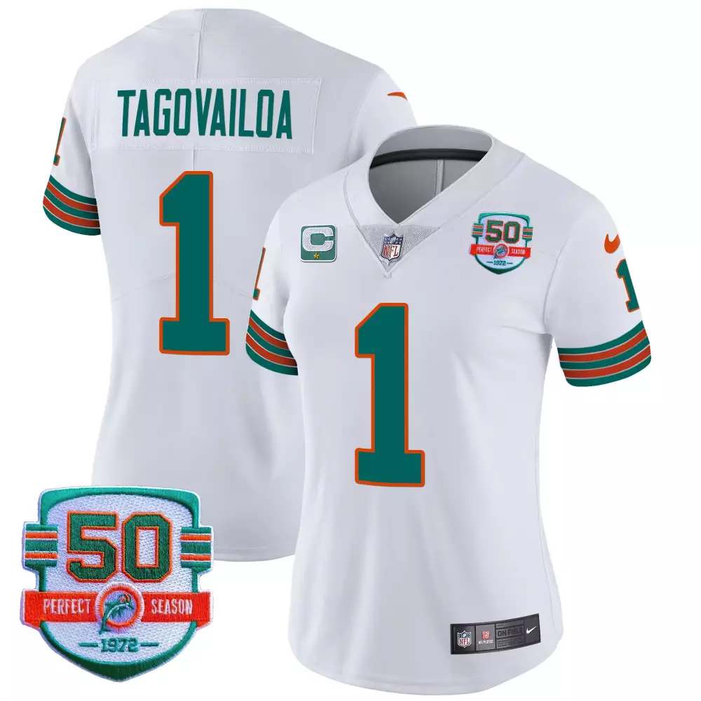 Tua Tagovailoa Miami Dolphins Throwback Vapor Jersey | Stitched White | Fan Gear for Women, Men & Youth