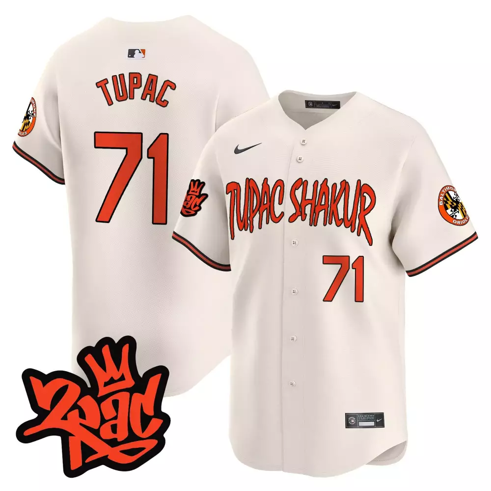 tupac 1971 cream men s baltimore orioles tupac shakur vapor premier limited jersey all stitched