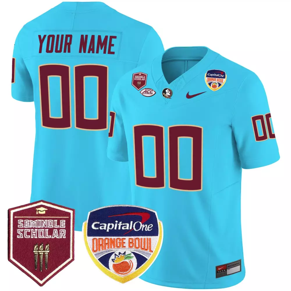 turquoise men florida state seminoles orange bowl patch vapor limited custom jersey all stitched