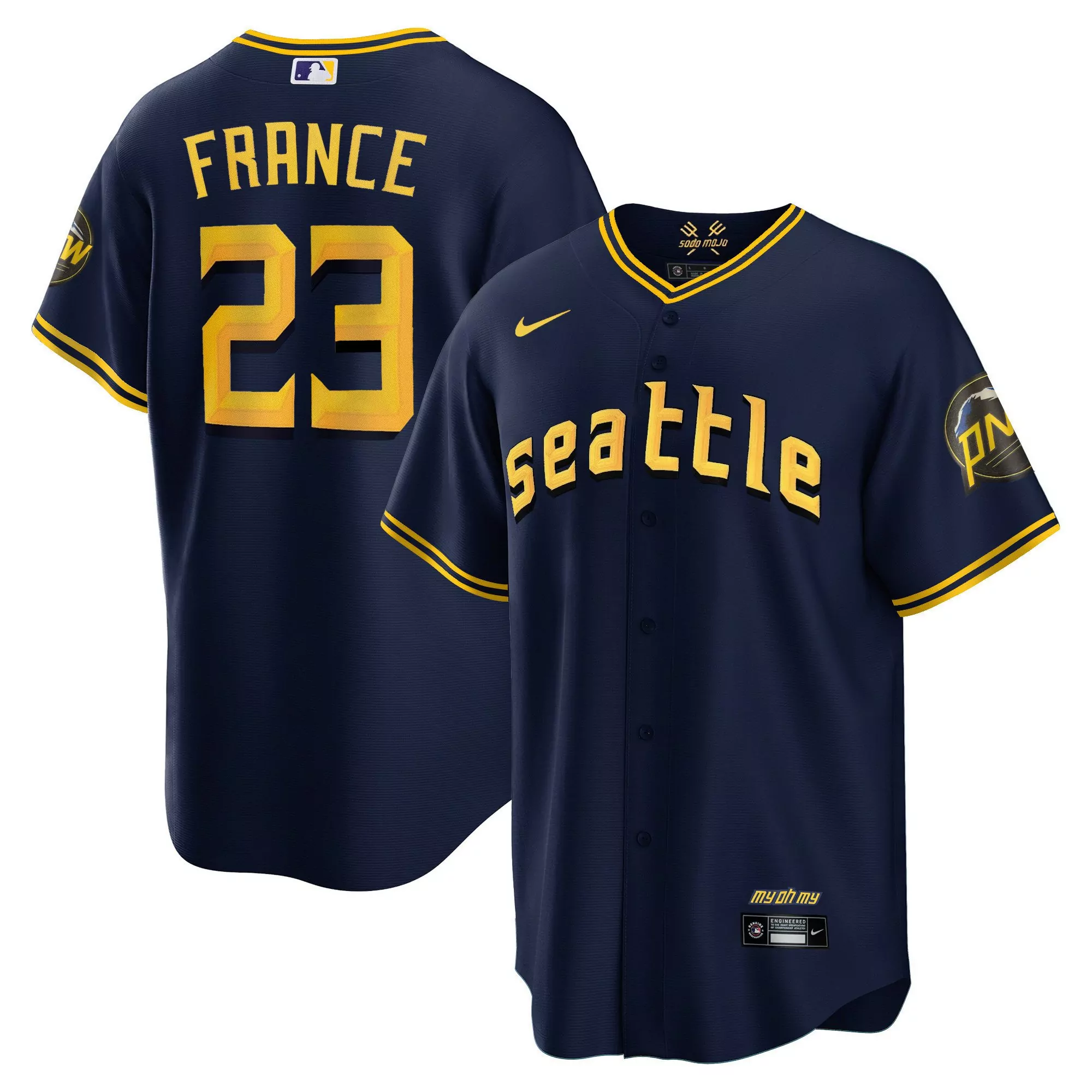ty france navy mens seattle mariners city connect cool base jersey all stitched