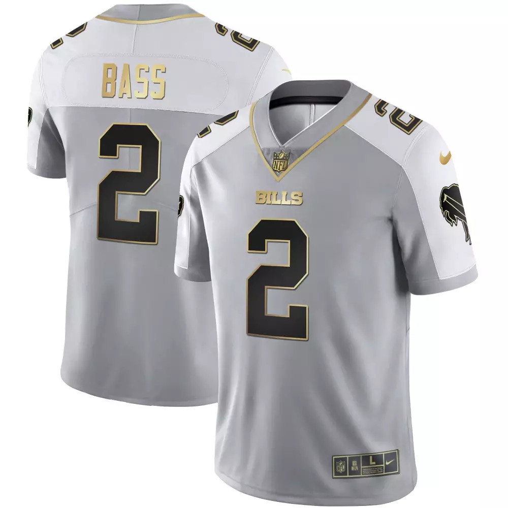 Tyler Bass Buffalo Bills Alternate Vapor Jersey | Gray & Gold | Limited Edition Fan Gear | For Men, Women & Youth