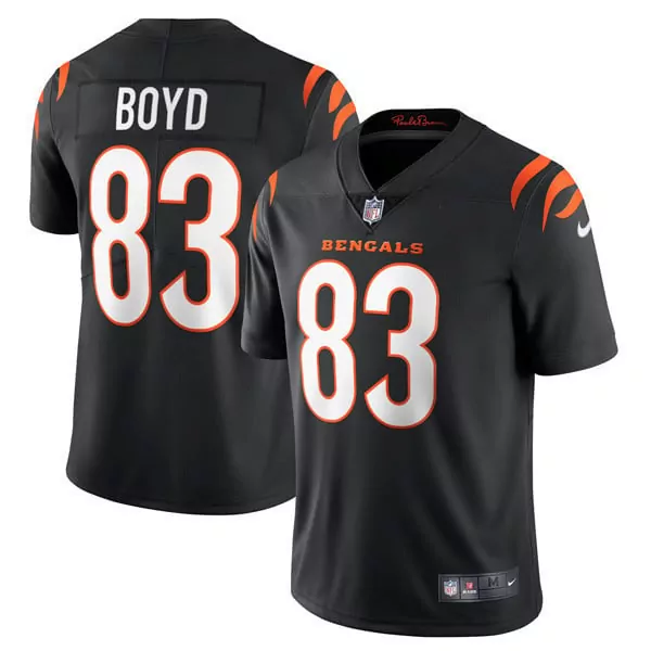 tyler boyd black mens cincinnati bengals 55th 1968 2022 anniversary patch player vapor limited jersey all stitched