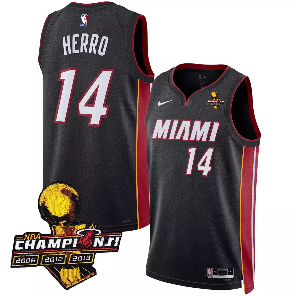 tyler herro icon mens miami heat 3time champions patch collection jersey all stitched