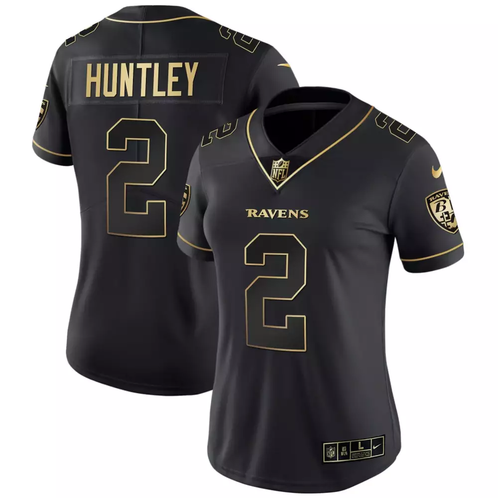 Tyler Huntley Ravens Black Gold Jersey | Gold Vapor All Stitched for Women & Youth