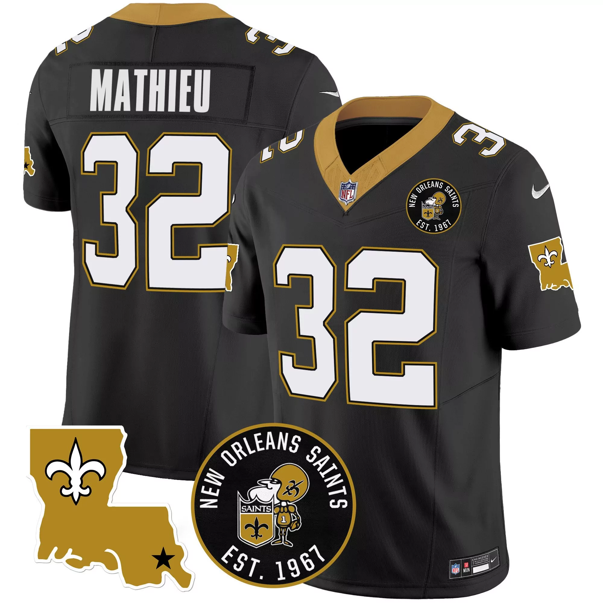 tyrann mathieu black mens new orleans saints 1987 legacy arch smoke jersey all stitched