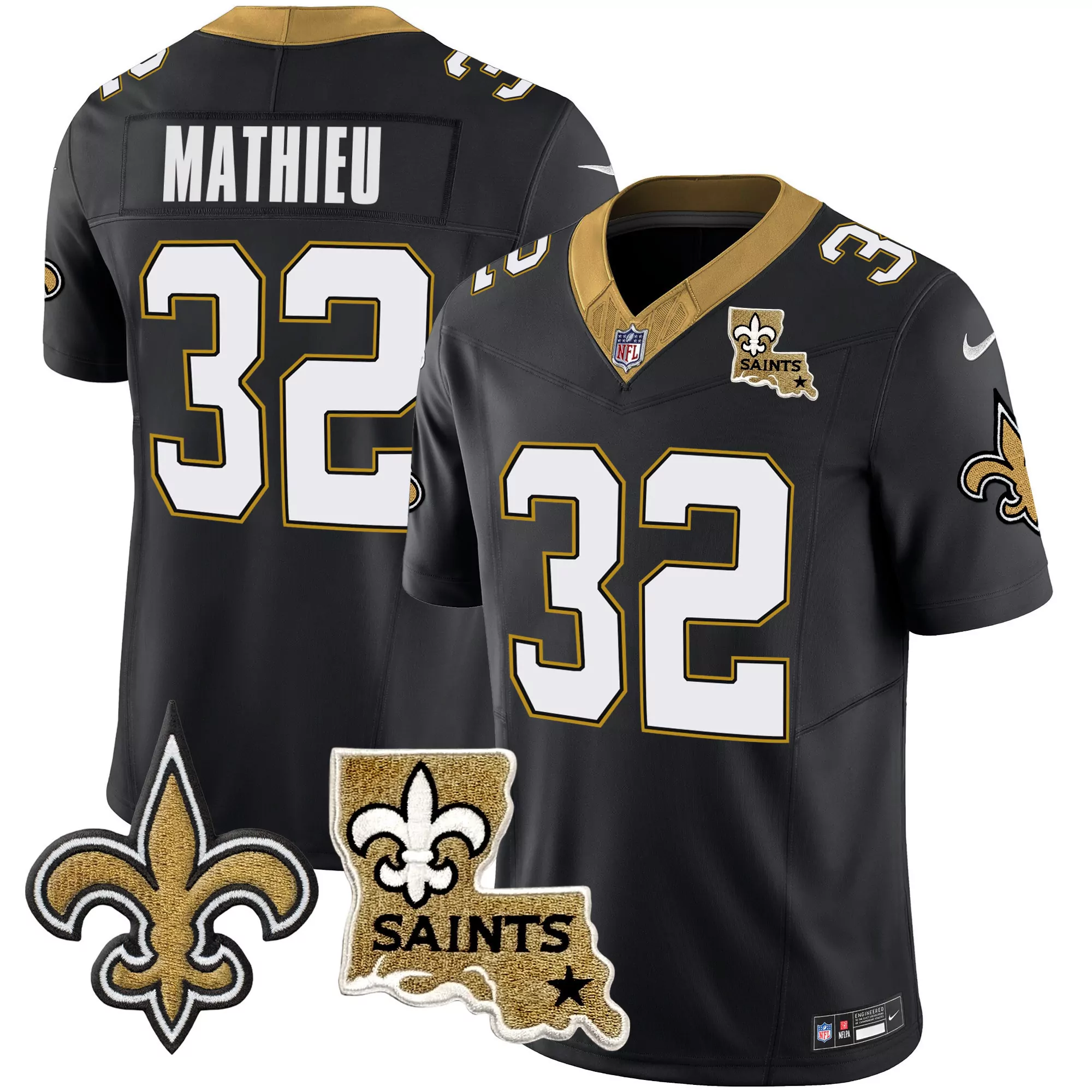 tyrann mathieu black mens new orleans saints mardi gras vapor limited jersey all stitched