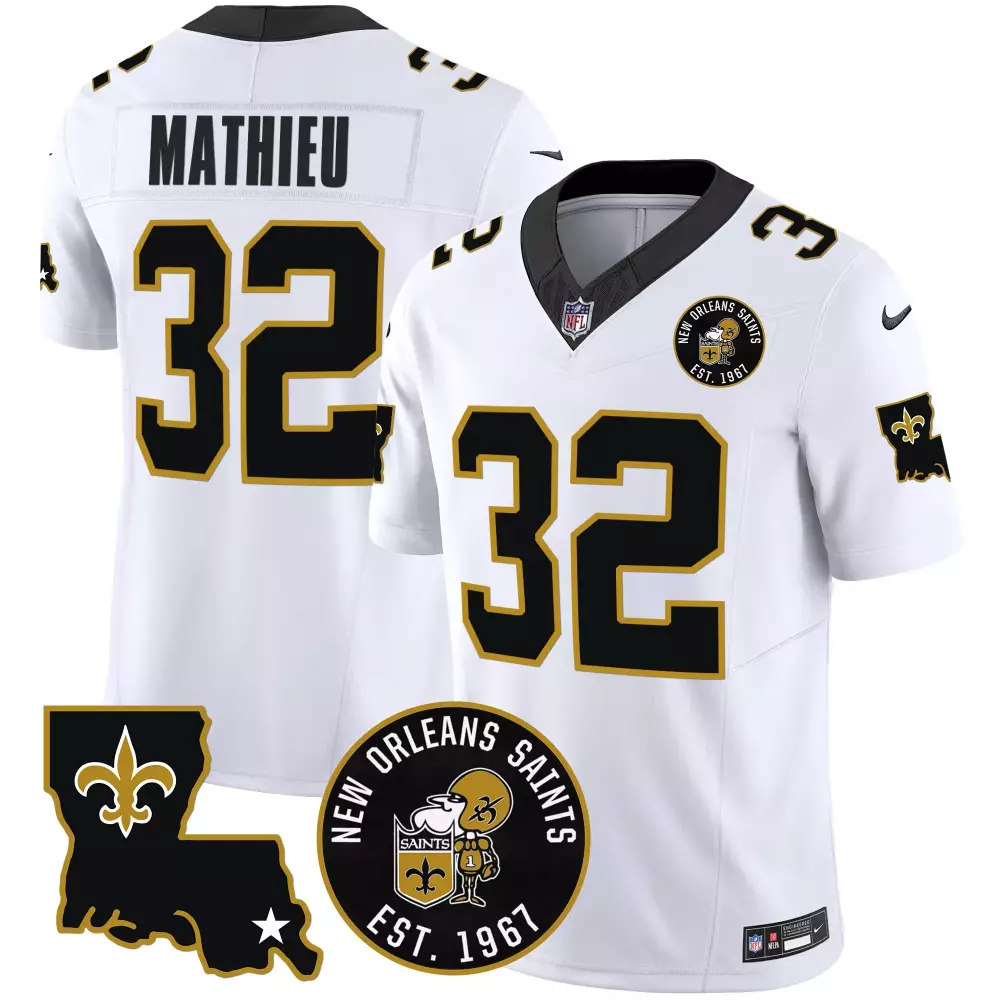 tyrann mathieu white mens new orleans saints 1987 legacy vapor limited jersey v2 all stitched