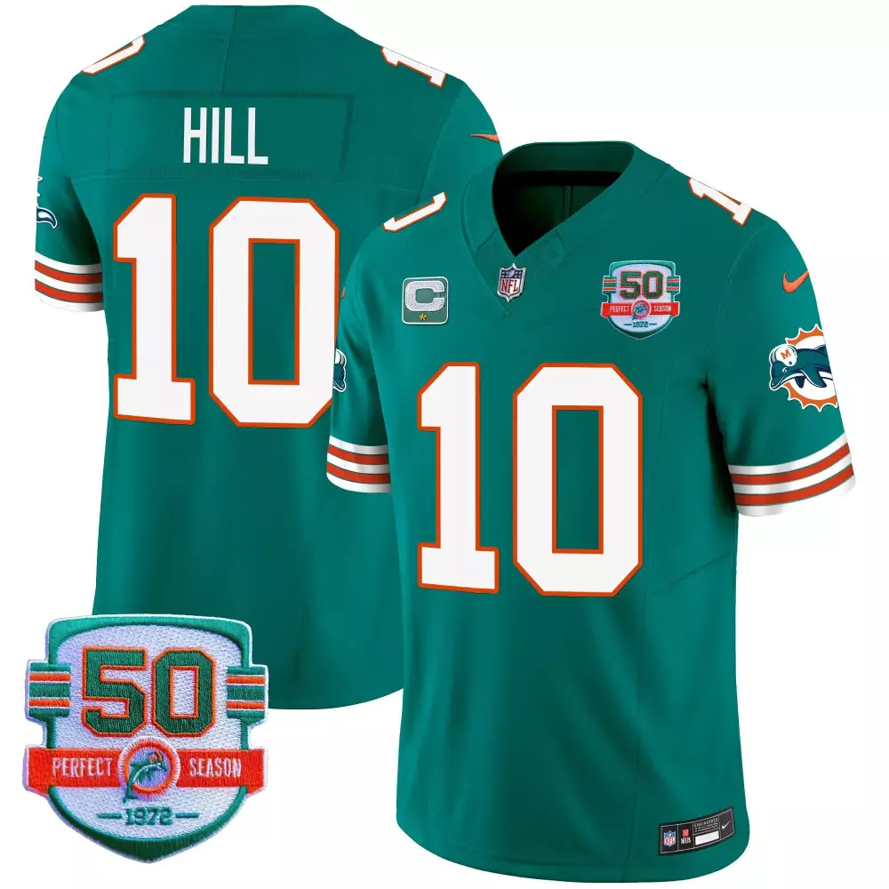 tyreek hill aqua mens miami dolphins throwback shula 347 patch vapor jersey all stitched