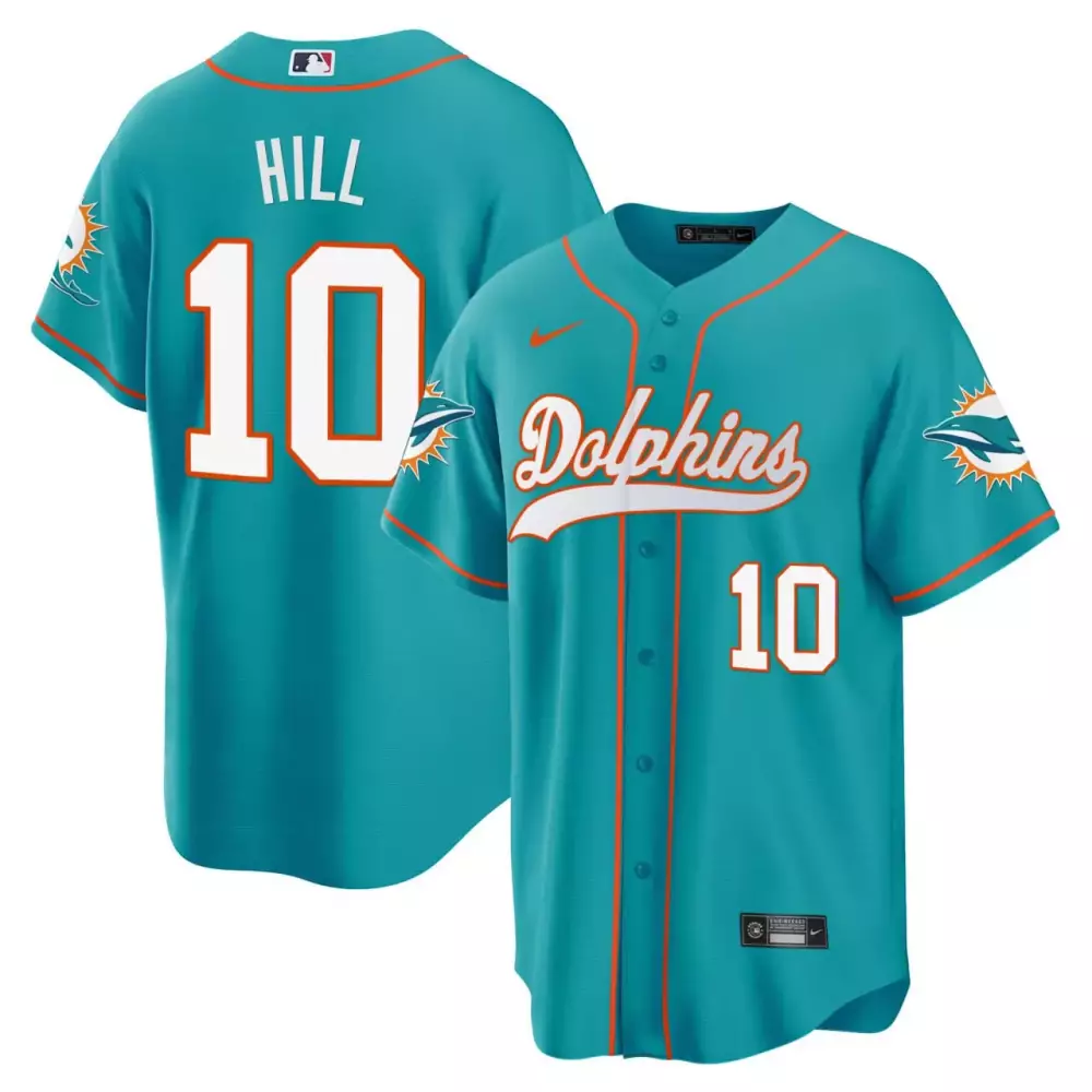 Tyreek Hill Aqua Miami Dolphins Baseball Teal Jersey | Stitched Replica Fan Gear for Men, Women & Youth | Stylish Game Day Outfit