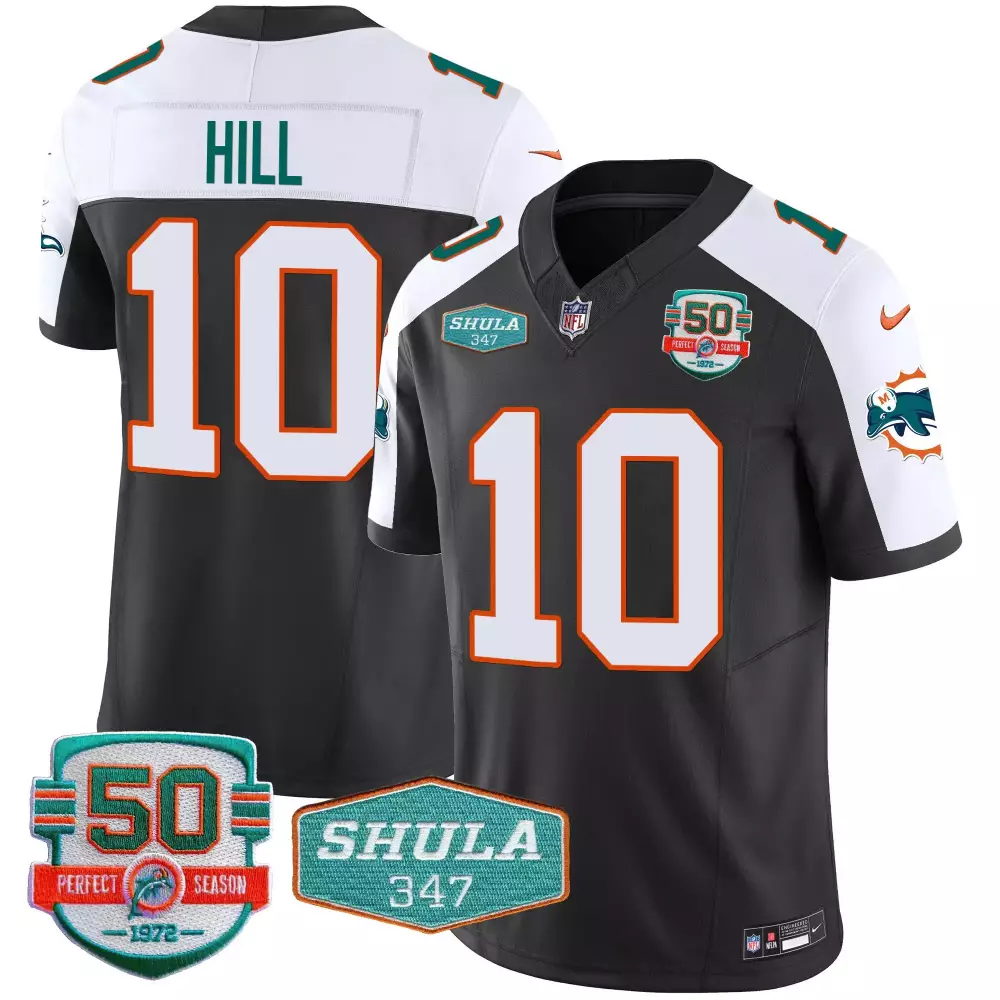 tyreek hill black alternate mens miami dolphins throwback shula 347 patch vapor jersey all stitched