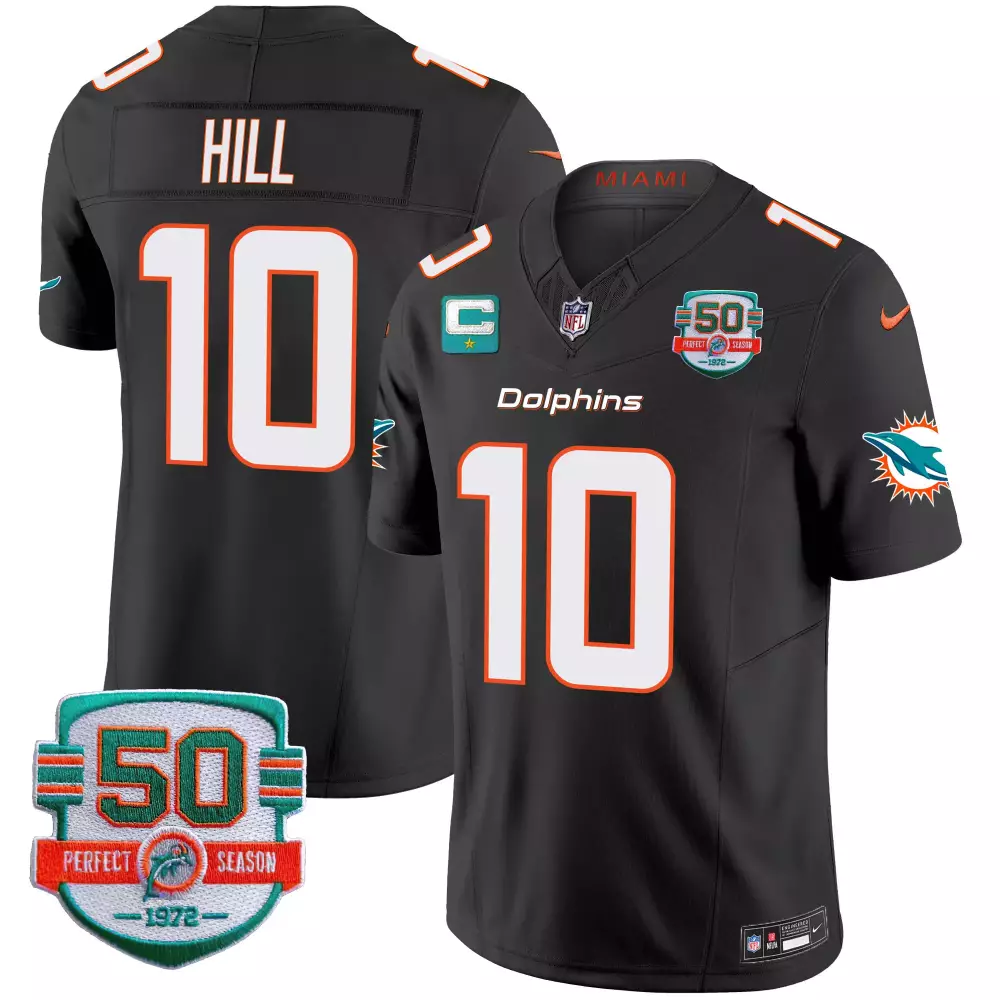 Tyreek Hill Black Men's Miami Dolphins Don Shula 347 Patch Vapor Limited Jersey | Stitched Fan Gear for Men