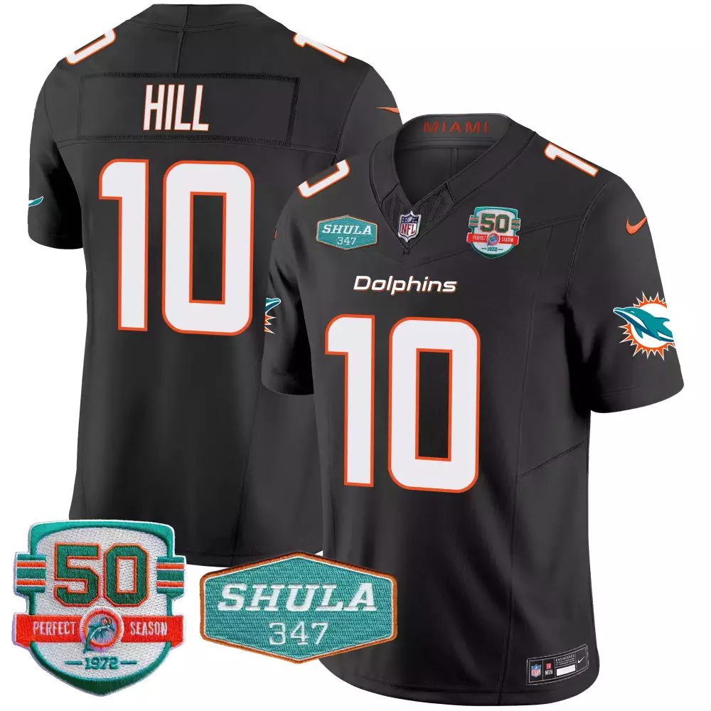 tyreek hill black mens miami dolphins shula 347 patch vapor limited jersey v2 all stitched