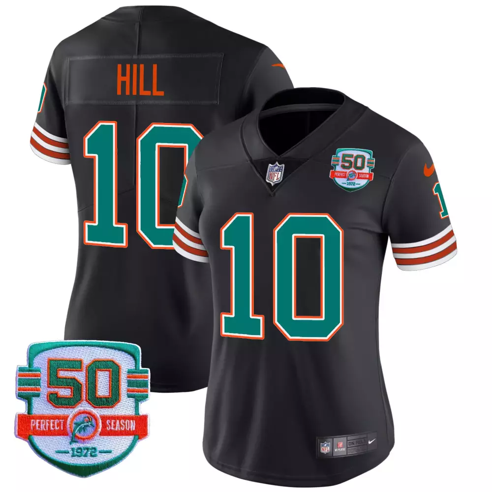 tyreek hill black womens miami dolphins shula 347 patch vapor jersey all stitched