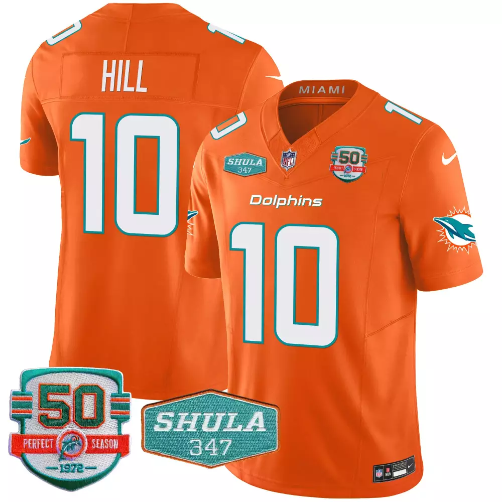 tyreek hill orange mens miami dolphins gold trim vapor limited jersey all stitched