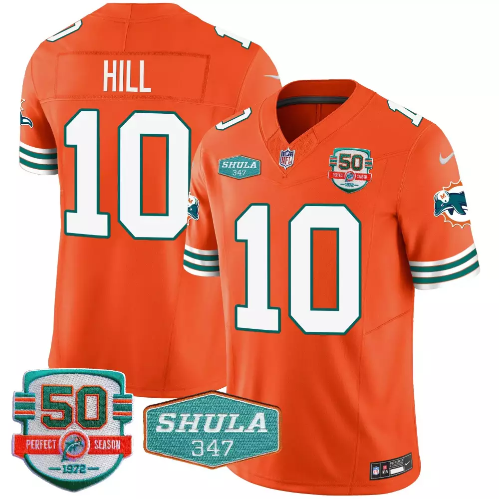 tyreek hill orange mens miami dolphins gold trim vapor limited jersey all stitched