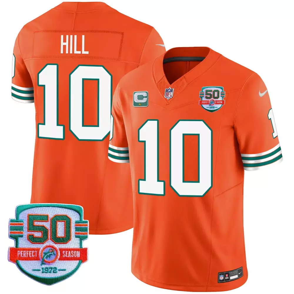 tyreek hill orange mens miami dolphins gold trim vapor limited jersey all stitched