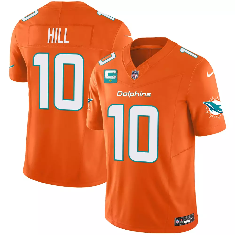 tyreek hill orange mens miami dolphins throwback vapor jersey v2 all stitched