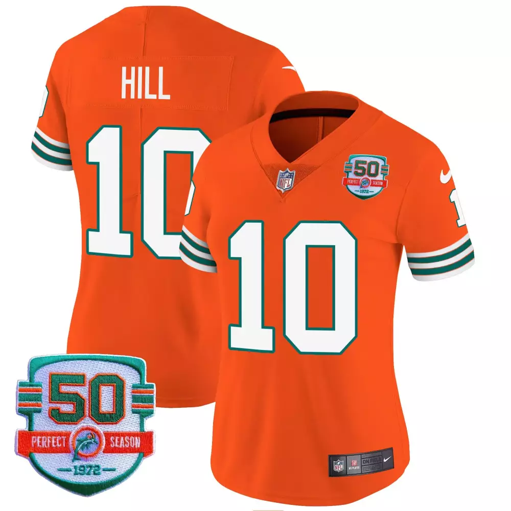 tyreek hill orange womens miami dolphins shula 347 patch vapor jersey all stitched