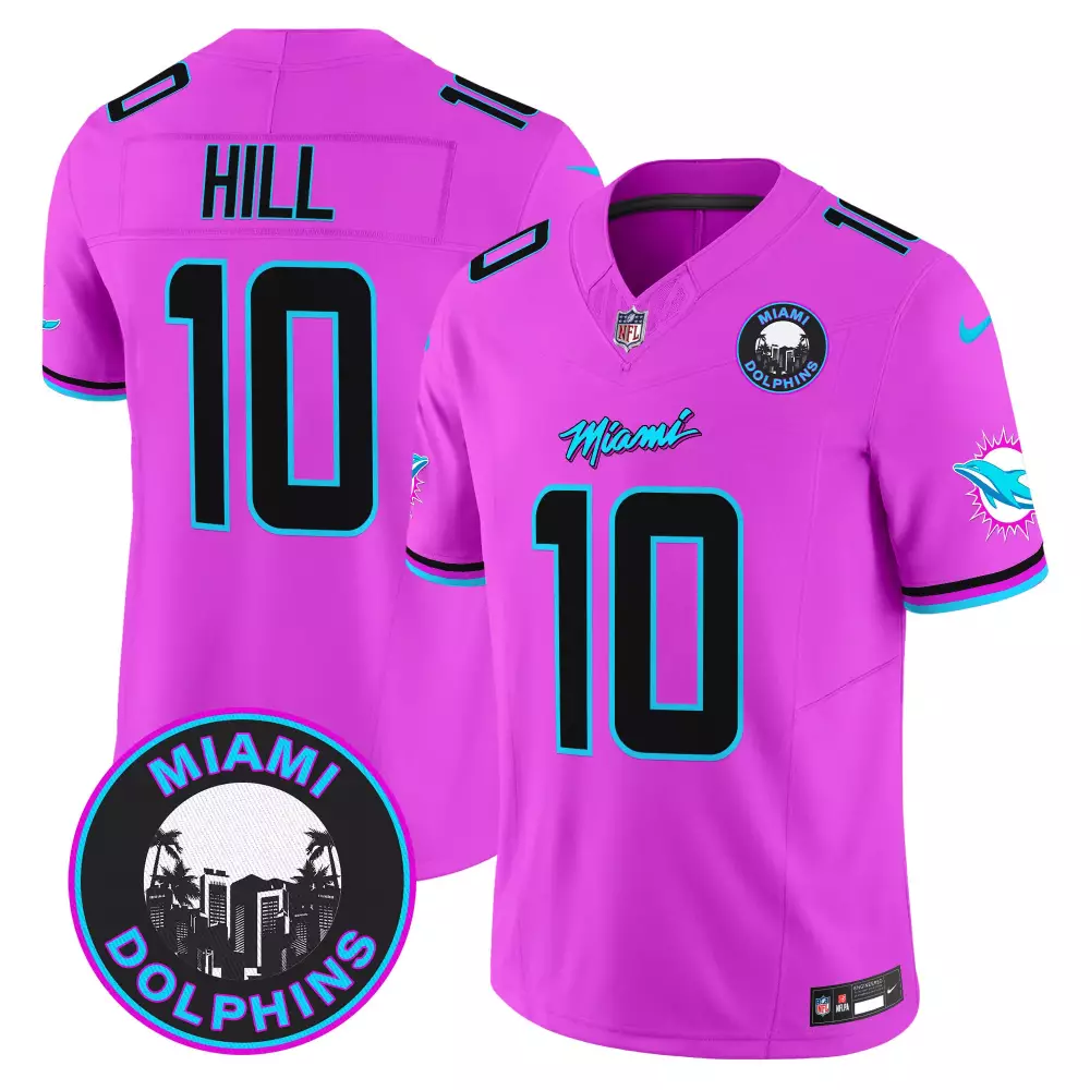tyreek hill pink mens miami dolphins miami vice vapor limited jersey v2 all stitched