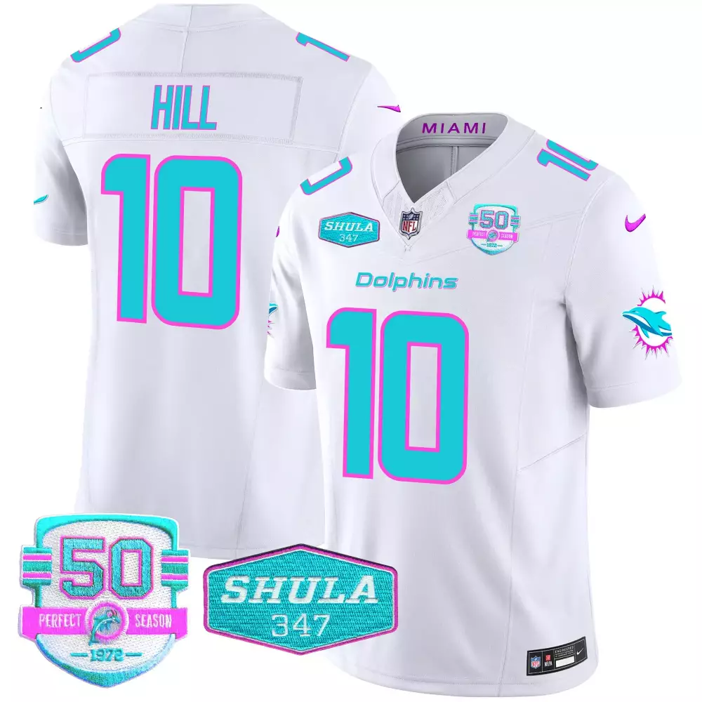 tyreek hill white mens miami dolphins miami vice vapor limited jersey all stitched
