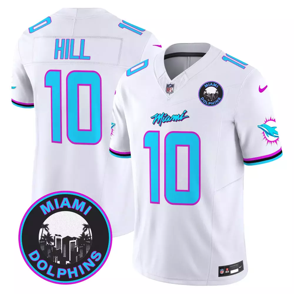 tyreek hill white mens miami dolphins miami vice vapor limited jersey all stitched