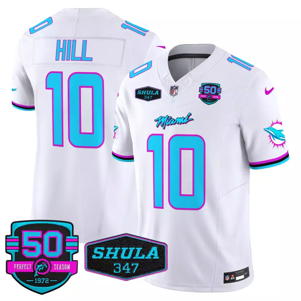 tyreek hill white mens miami dolphins miami vice vapor limited jersey all stitched