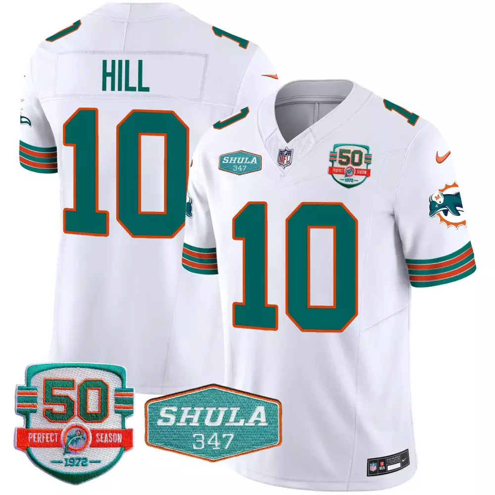 tyreek hill white mens miami dolphins shula 347 patch vapor limited jersey v2 all stitched