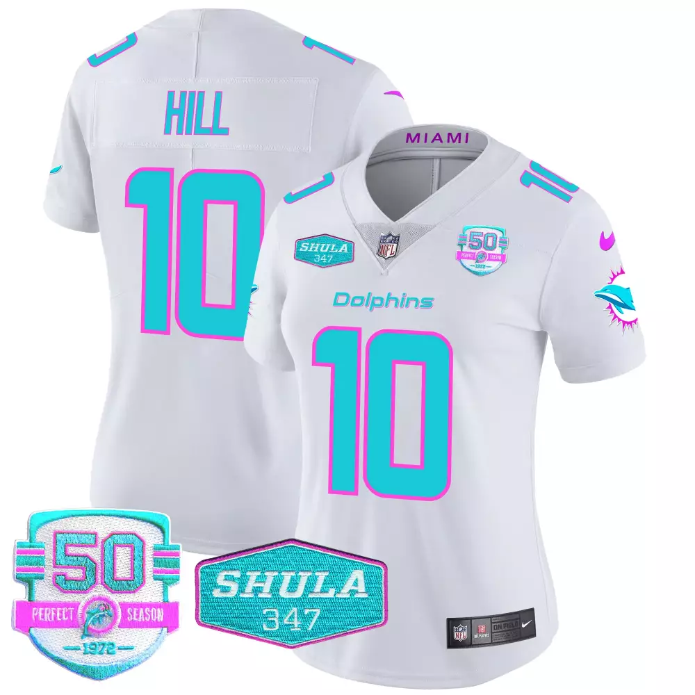 tyreek hill white womens miami dolphins miami vice vapor limited jersey v2 all stitched