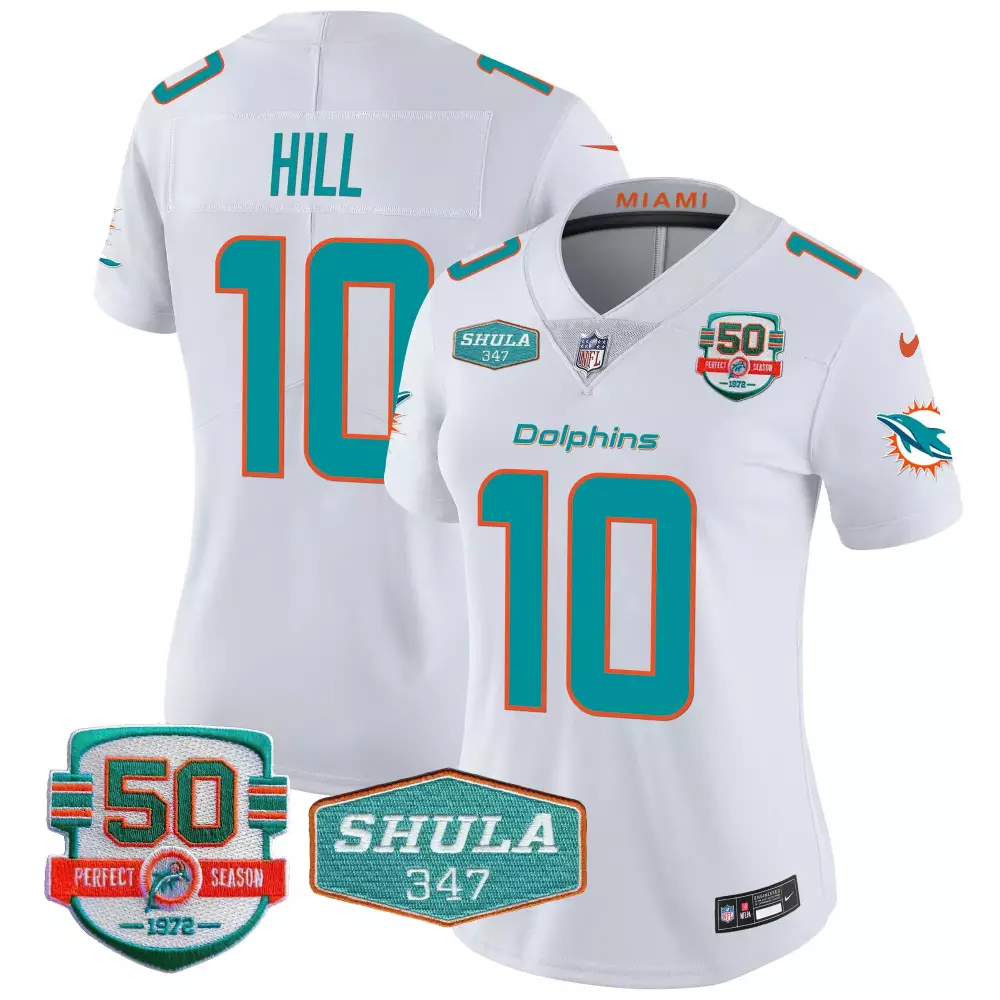 tyreek hill white womens miami dolphins miami vice vapor limited jersey v2 all stitched