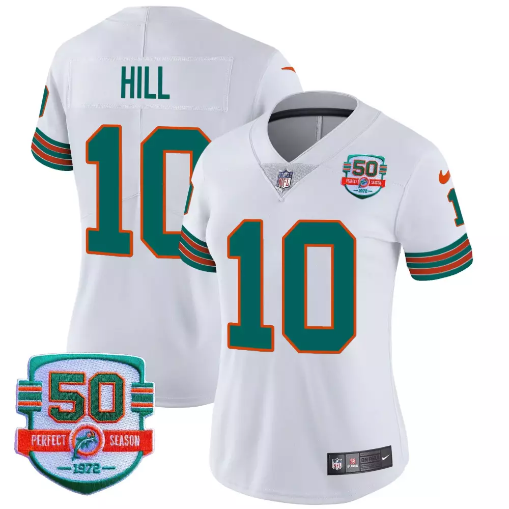 tyreek hill white womens miami dolphins miami vice vapor limited jersey v2 all stitched