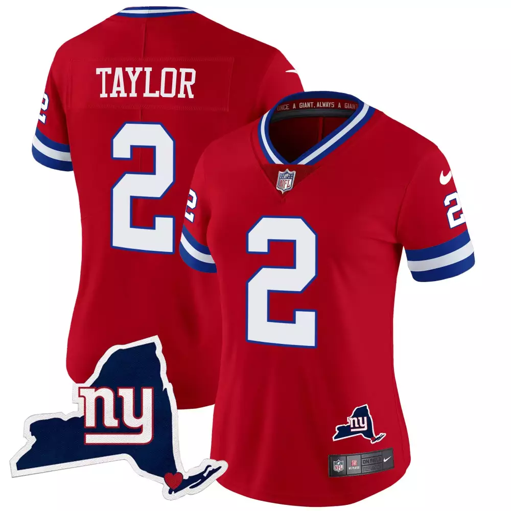 Tyrod Taylor Red Men's New York Giants State Map Patch Limited Jersey V2 | Stitched | Fan Gear | For Men