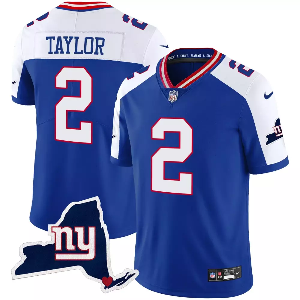 Tyrod Taylor Red Men's New York Giants State Map Patch Limited Jersey V2 | Stitched | Fan Gear | For Men