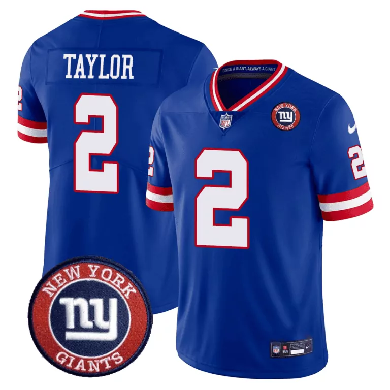Tyrod Taylor Royal Men's New York Giants Logo Patch Limited Jersey | Stitched | Fan Gear | For Men
