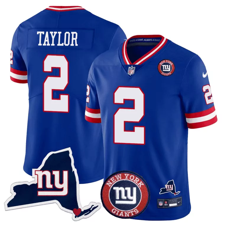 Tyrod Taylor Royal Men's New York Giants Logo Patch Limited Jersey | Stitched | Fan Gear | For Men