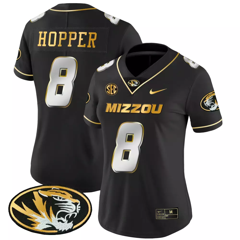 tyron hopper black limited womens missouri tigers gold vapor jersey all stitched