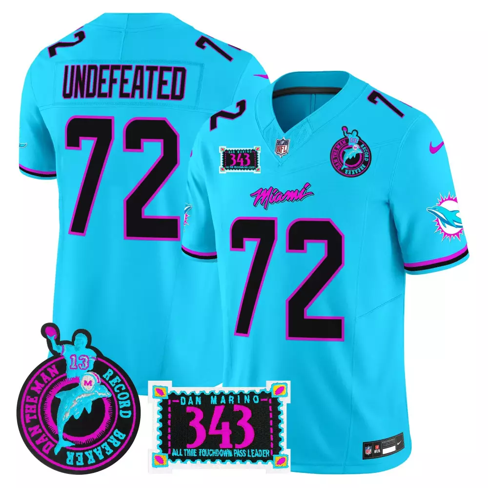 undefeated aqua alternate womens miami dolphins shula 347 patch vapor jersey all stitched