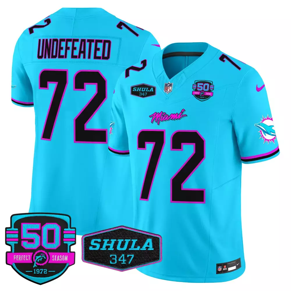 undefeated aqua mens miami dolphins miami vice vapor limited jersey v4 all stitched