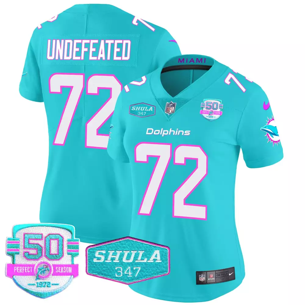 undefeated aqua womens miami dolphins miami vice vapor limited jersey v2 all stitched