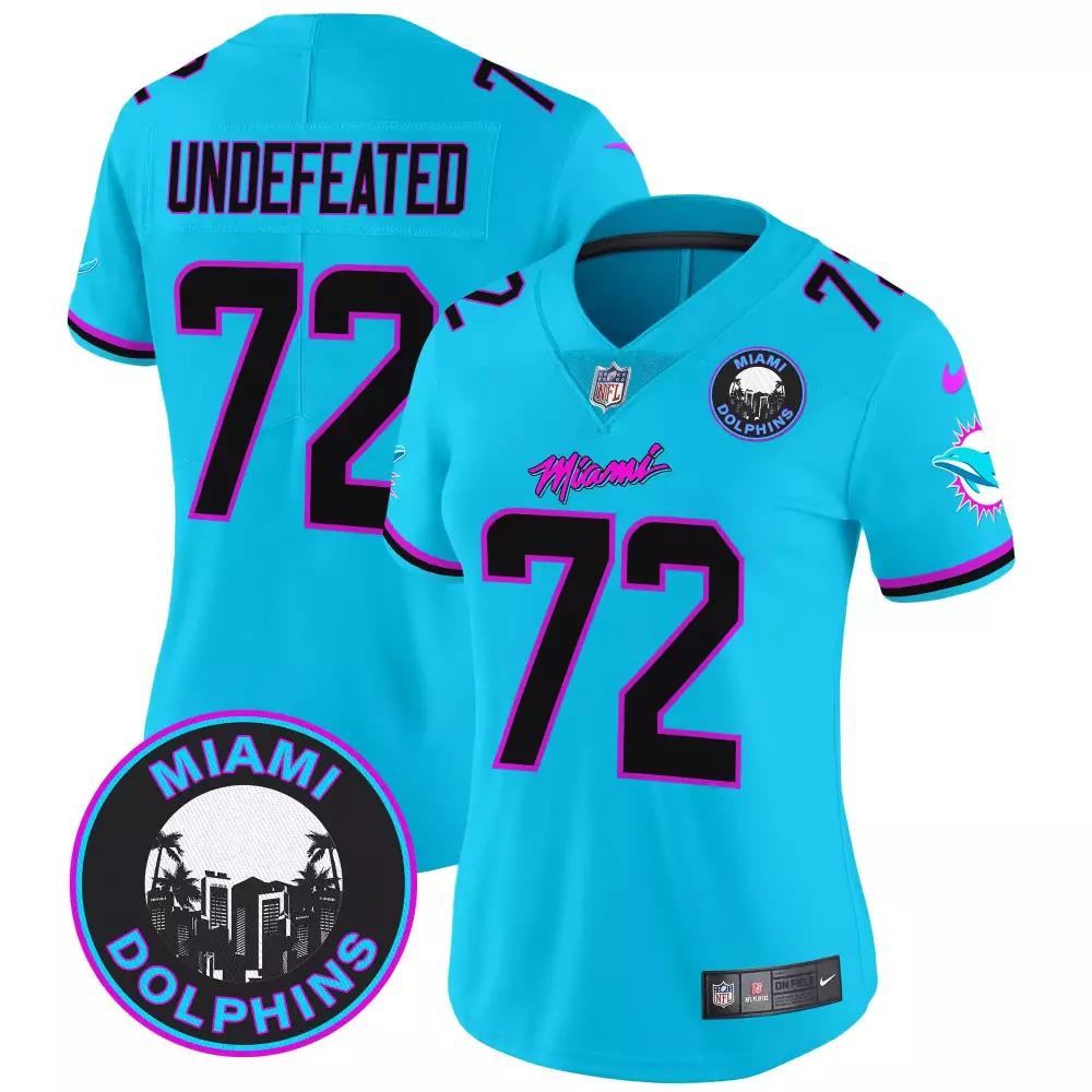 undefeated aqua womens miami dolphins miami vice vapor limited jersey v2 all stitched