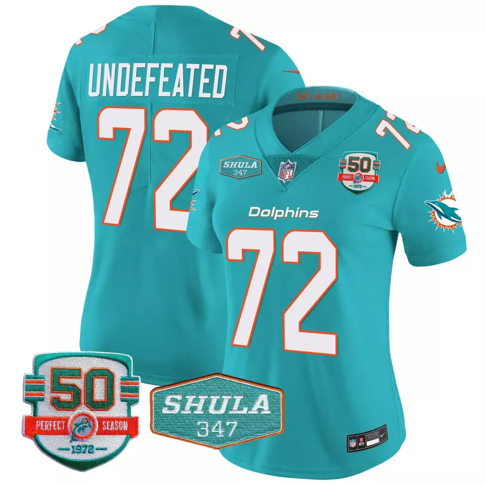 undefeated aqua womens miami dolphins miami vice vapor limited jersey v2 all stitched