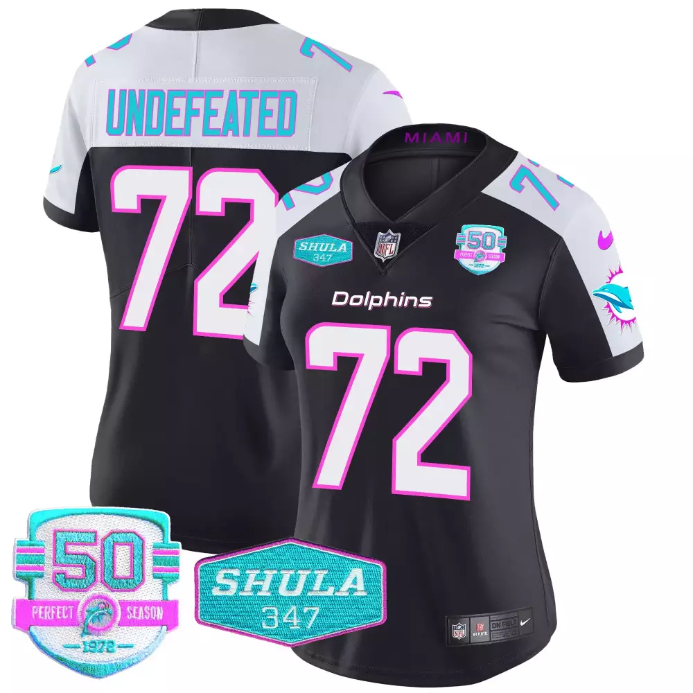 undefeated black alternate womens miami dolphins miami vice vapor limited jersey v2 all stitched