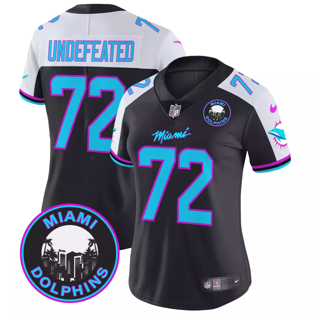 undefeated black alternate womens miami dolphins miami vice vapor limited jersey v2 all stitched