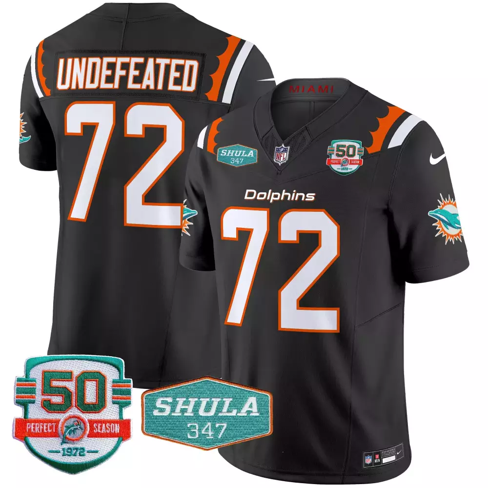 undefeated black alternate womens miami dolphins miami vice vapor limited jersey v2 all stitched