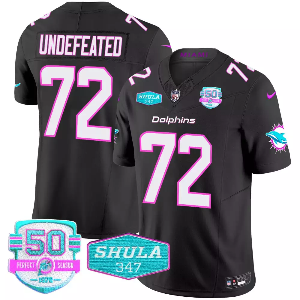 undefeated black mens miami dolphins miami vice vapor limited jersey v2 all stitched