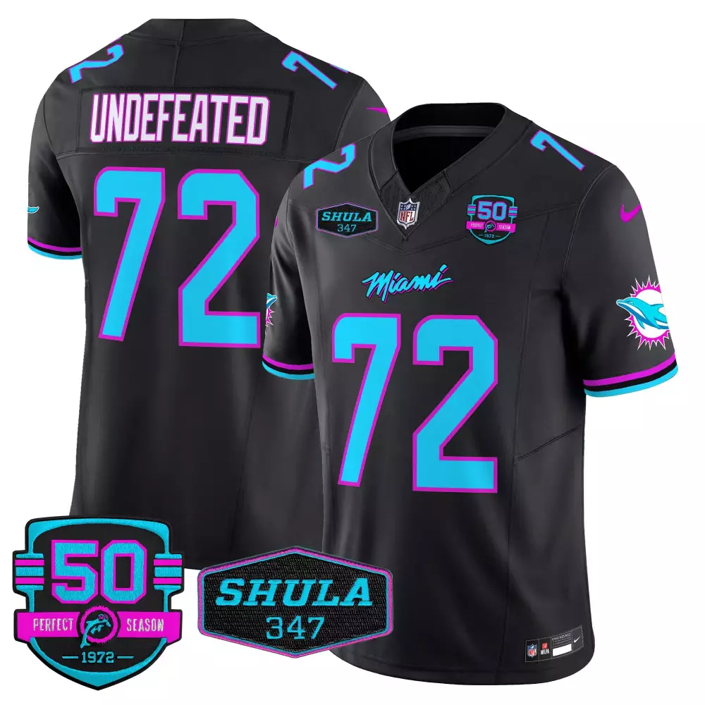 undefeated black mens miami dolphins miami vice vapor limited jersey v2 all stitched